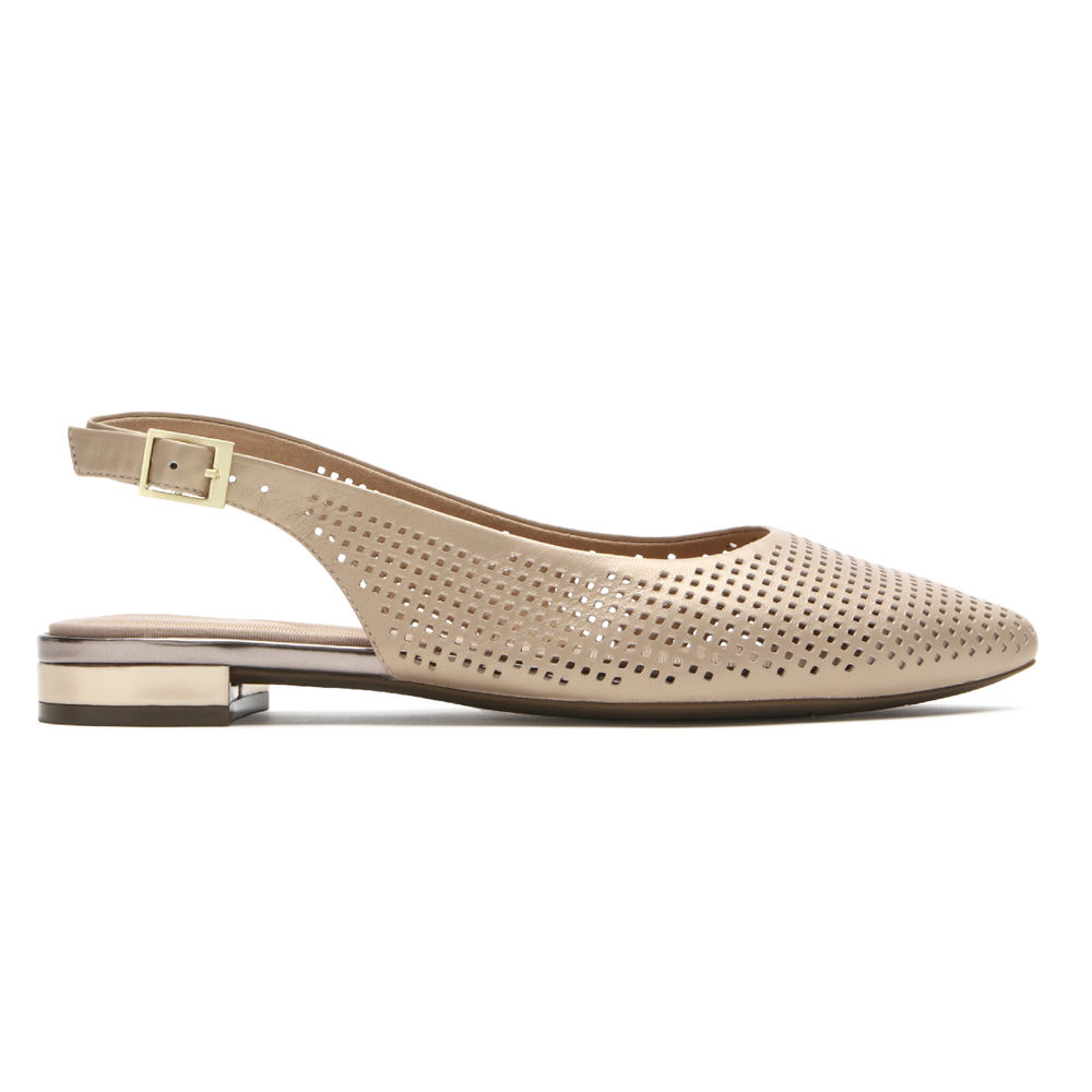 Rockport Singapore Womens Flats - Total Motion Adelyn Slingback Beige - HX4305786